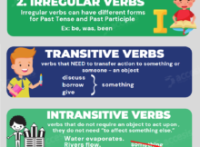 regular or irregular verb, transitive or intransitive